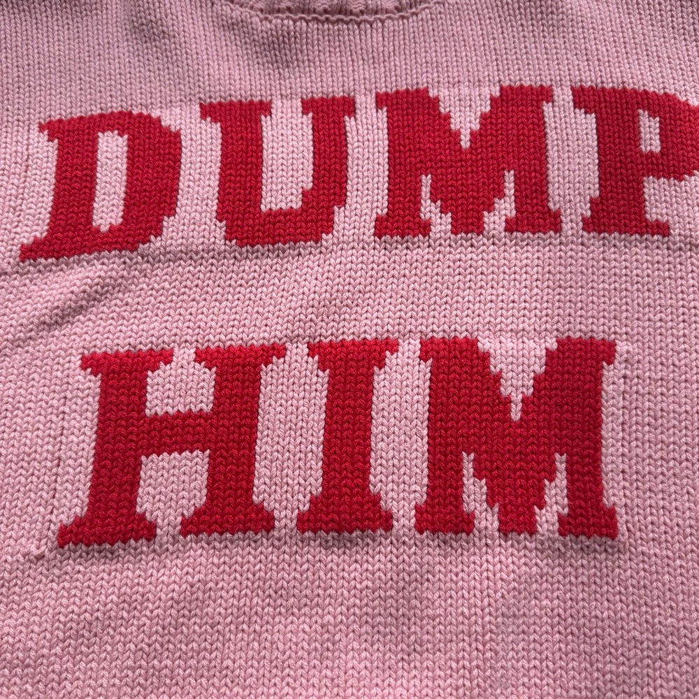 Sincerely Jules Pink & Red VIRAL DUMP HIM Sweater Size Medium - Picture 6 of 7